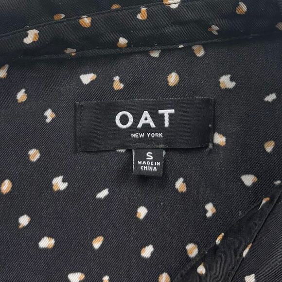 Oat New York Printed Button Down Short Sleeve Blouse Top Size Small Career Chic - Picture 5 of 9